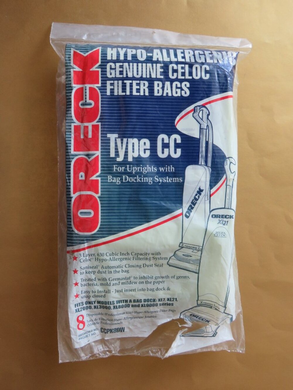 Oreck Type CC Celoc Upright Vacuum Bags Hypo-Allergenic Genuine Celoc Bags